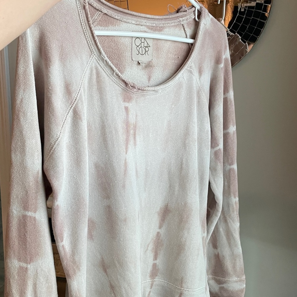 Chaser Tie Dye Linen Cotton Distressed Sweatshirt Sz S EUC